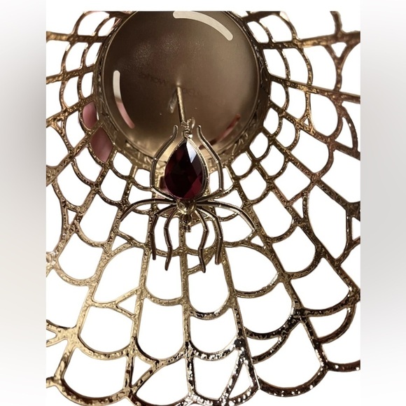 BATH & BODY WORKS Gold & Jewel Spider Web Single Wick Candle Holder Retired NWT - Picture 5 of 9